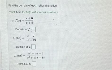 Solved Find The Domain Of Each Rational Function Click Here