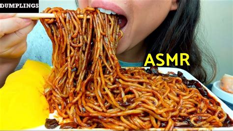 ASMR Korean Black Bean Noodles Dumplings Mixing Sounds Mukbang 먹방