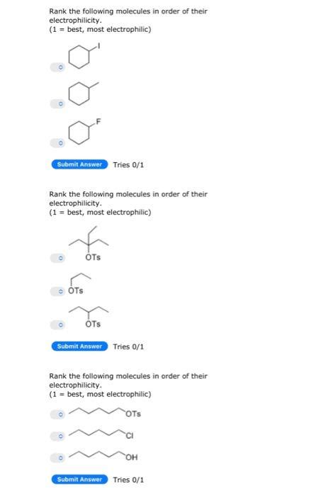 Solved Rank The Following Molecules In Order Of Their Chegg