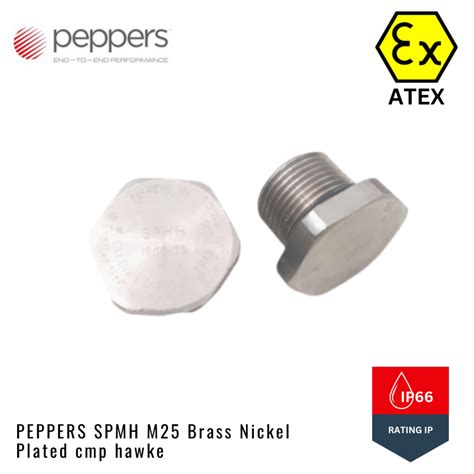 Exproof Stopping Plug Peppers Spmh M Brass Nickel Plated Cmp Hawke