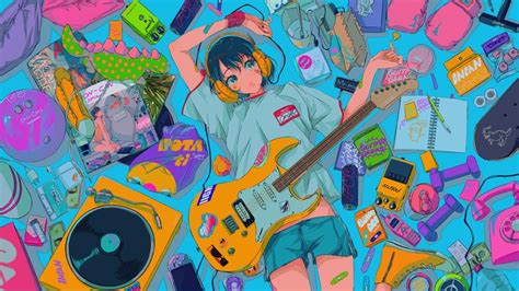 Anime Girls Guitar Music Headphone Vinyl K Hd Wallpaper Rare