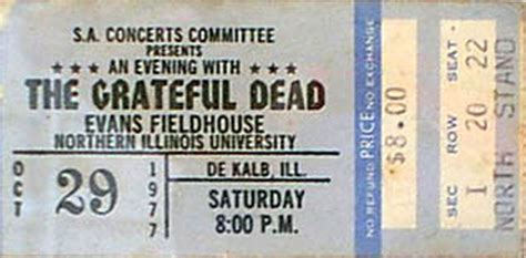 Grateful Dead 10291977 Chick Evans Field House Northern Illinois