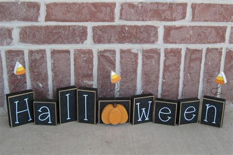 Halloween Blocks For Shelf Gift Mantle Desk October And Etsy