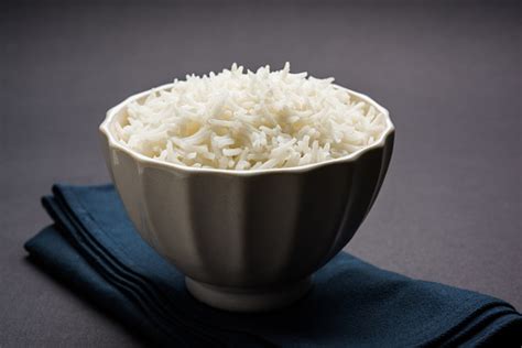 Nasi Basmati Dalam Mangkuk Keramik Nasi Basmati Putih Dan Panjang India