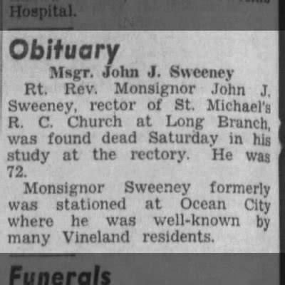 Obituary For John J Sweeney Aged 72 Newspapers