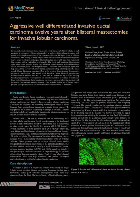 Pdf Aggressive Well Differentiated Invasive Ductal Carcinoma