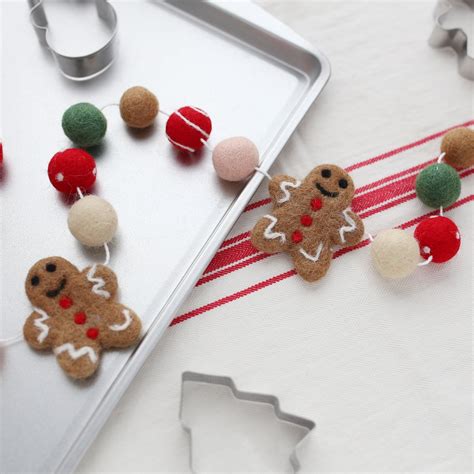 Felt Gingerbread Men Gingerbread Men Garland Christmas Etsy