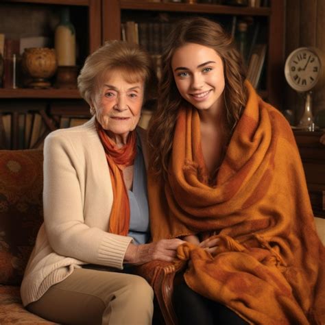 Premium Photo Portrait Of A Grandmother And Granddaughter Sitting On