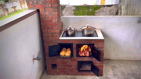 Wood Stove With Beautiful Oven Made Of A Mixture Of Cement Clay And Red