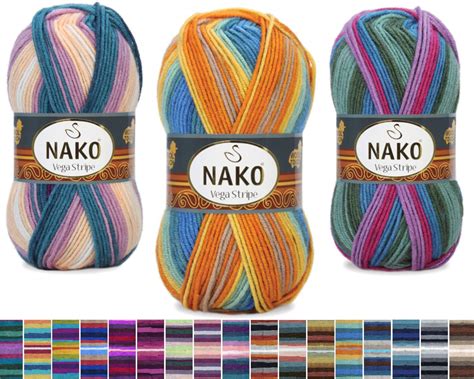 Self Striping Yarn Nako Premium Acrylic Nako Vega Stripe Etsy