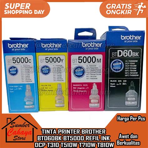 Jual TINTA BROTHER BTD60BK BT5000 FOR PRINTER DCP T310 T510W T710W