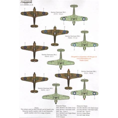 Calcomanía Xtradecal Calcomanía Hawker Hurricane Mk Pt 2 Batalla de Ing