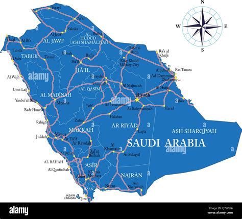 Mapa Vectorial Muy Detallado De Arabia Saudita Con Regiones