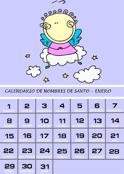 Calendario De Los Nombres De Santos De Enero Para Padres 2023