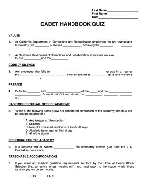 2018 2025 Form CA Cadet Handbook Test Questions Fill Online Printable