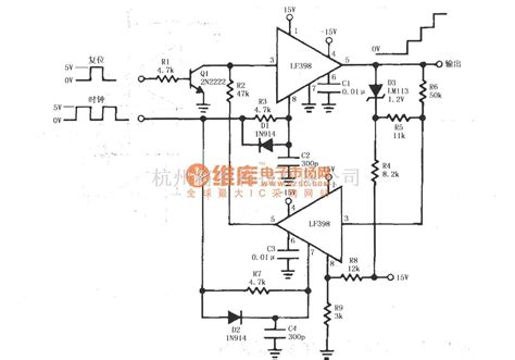 采样保持放大电路中的两个采样保持放大器lf398构成的阶梯波发生电路 将睿