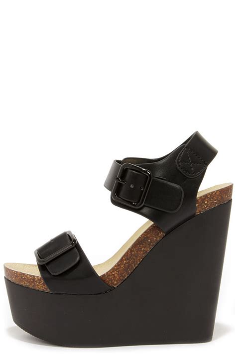 Cute Black Wedges Platform Wedges Wedge Sandals