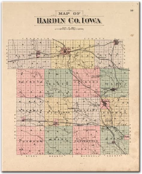 1892 Plat Map of Hardin County, IA Counties