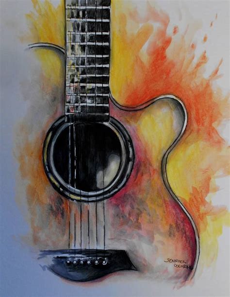 Guitar Time Painting By Jennifer Doehring Saatchi Art Guitar Art Painting Music Art