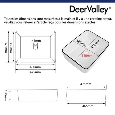 DeerValley Vasque Blanc Bordure Noire à Poser en Céramique