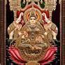 Gaja Lakshmi Antique Finish Semi Embossed Tanjore Painting Painting By