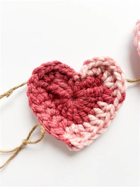 Heart Garland Crochet Heart Banner Pink Heart Bunting Twine Heart