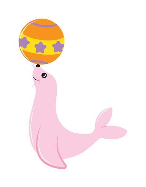 Circus Seal With Ball 6097851 Vector Art At Vecteezy