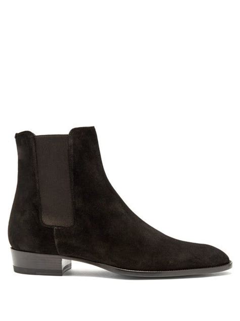 Saint Laurent Black Suede Wyatt Chelsea Boots Modesens Chelsea