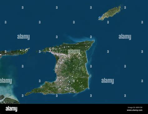 Satellite View Of Trinidad And Tobago This Image Was Compiled From