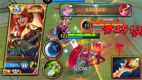 SAVAGE LAYLA MAX CRITICAL DAMAGE BUILD Top 1 Global Layla MLBB