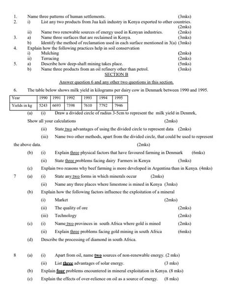 Form 3 Geography Paper 2 End Of Term 1 Examination 2022 1195