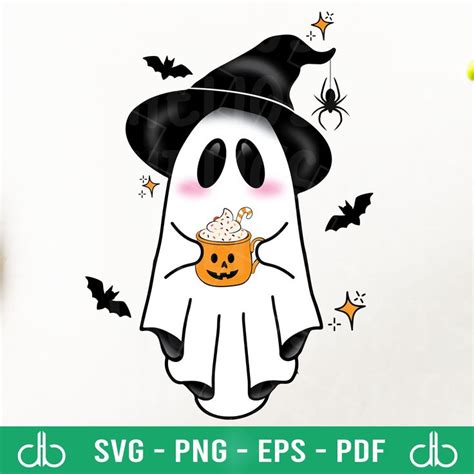 Ghost Coffee Svg Ghost Love Coffee Svg Ghost Holding Coffee Svg