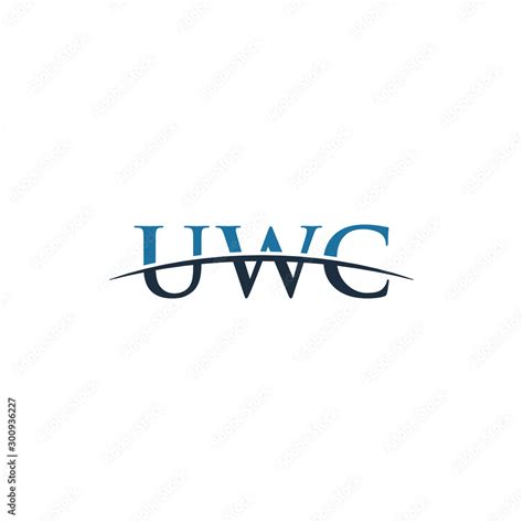 Initial letter UWC, overlapping movement swoosh horizon logo company ...