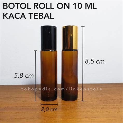 Jual Botol Roll On 10ml Kaca Amber Coklat Untuk Essential Oil Hitam