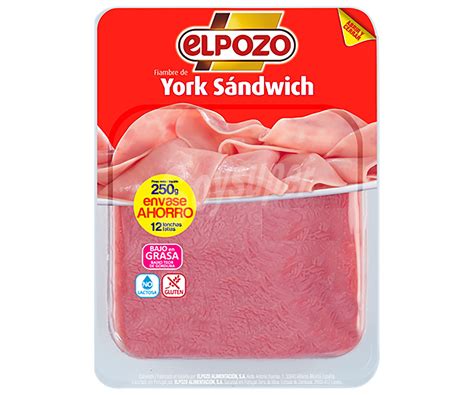 ElPozo Fiambre de York especial sándwich sin gluten y sin lactosa y