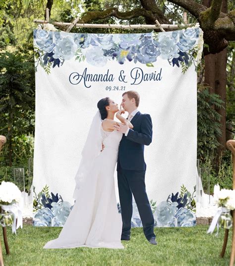 Dusty Blue Wedding Decor Navy Blue Wedding Photo Booth Etsy Photo