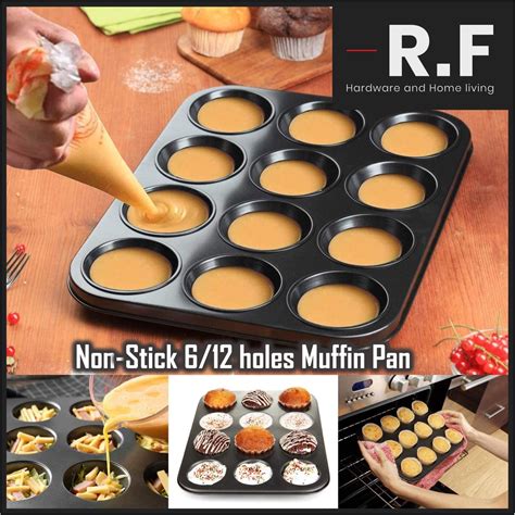 Black Gold Colour Bakeware Cake Mould 6 12 Holes Non Stick Mini Muffin