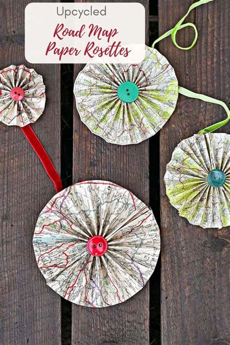 How To Make Paper Rosettes Decorations From Old Maps Pillar Box Blue