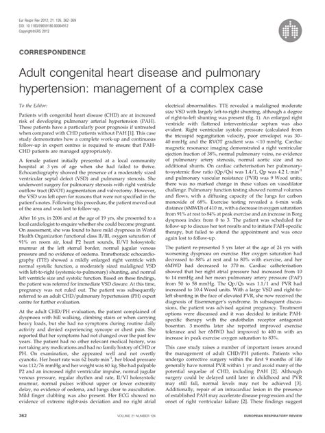 Pdf Adult Congenital Heart Disease And Pulmonary Hypertension