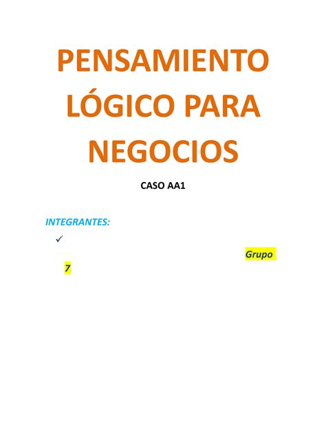 Grupo 7 Evidencia 1 Del Curso De Pensamiento Logico PENSAMIENTO