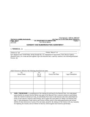 Fillable Online Forms Sc Egov Usda Consent And Subordination USDA