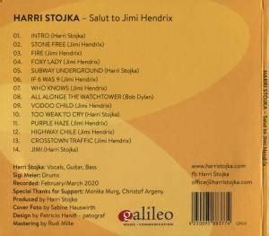 Salut To Jimi Hendrix Cd Tribute Digisleeve Von Harri Stojka