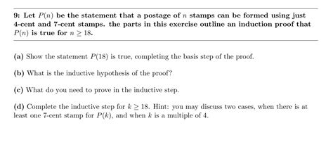 Solved Let P N Be The Statement That A Postage Of N Chegg