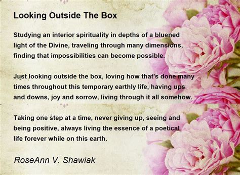 Looking Outside The Box Looking Outside The Box Poem By Roseann V