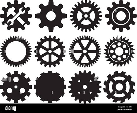 Machine Gear Collection Cogwheel Set Vector Illustration Stock Vector