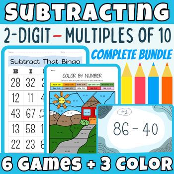 Subtracting Base Ten Place Value Two Digit Numbers Math Task Cards