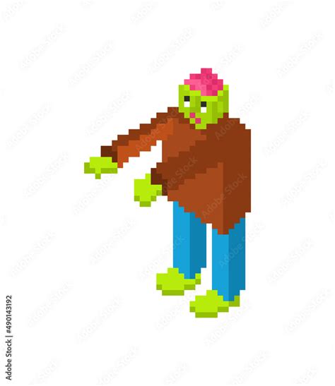 Zombie Pixel Art 8 Bit Dead Man Monster Pixelated Zombi Vector Illustration Stock Vector