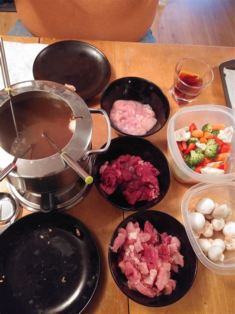 [homemade] beef broth fondue : r/food