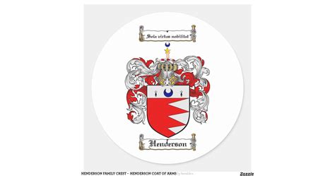 HENDERSON FAMILY CREST - HENDERSON COAT OF ARMS CLASSIC ROUND STICKER ...