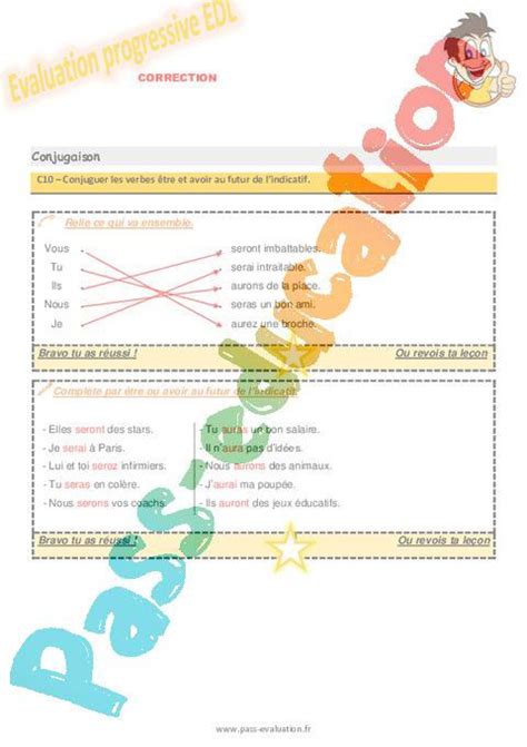 Evaluation Progressive Pour Le Ce Sur Conjuguer Les Verbes Tre Et